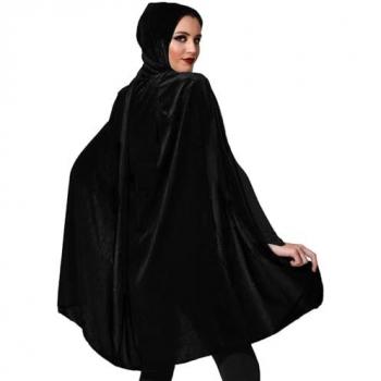 Capa de Terciopelo Negro con Capucha 100 cm para Adulto, Talla Única Unisex