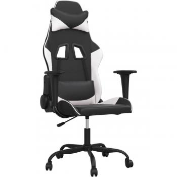 Silla Gaming Cuero Sintético Negro y Blanco