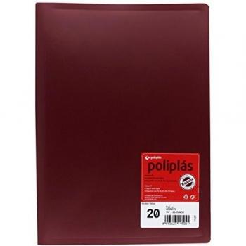Grafoplas 1450050 - Carpeta de 20 fundas, tamaño folio, tapas PP, color granate