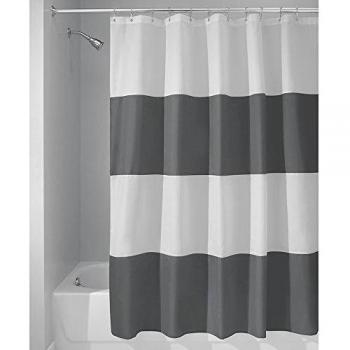 InterDesign - Zeno - Cortina para ducha - 183 x 183 cm - Carbón/Blanco