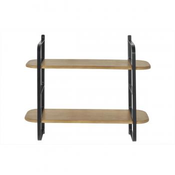 Estantería de pared de madera maciza de mango y metal negro 70 cm AKINA