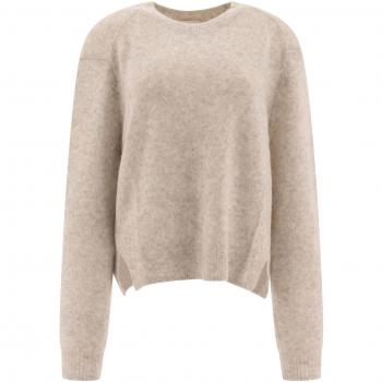 Isabel Marant Women's Lylia Sweater in Grey, Size 38, Round-neck Knitwear, Luxurious Grey Knitwear for Women