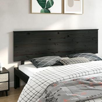 Cabecero de cama negro 204x6x82,5 cm en madera maciza de pino