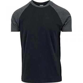 Urban Classics Men's Raglan Contrast Tee T-Shirt - Black/Charcoal - S to XXL