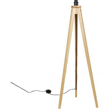 Lámpara de pie rústica trípode de madera natural clásica E27 beige