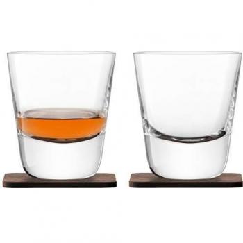 LSA WH02 Whisky Arran Tumbler 250 ml Clear & Walnut Coaster x 2 **