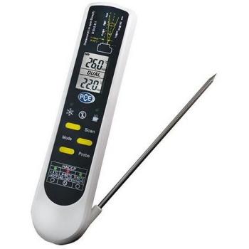 Pinza Amperimétrica PCE-IR 90 de Alta Resolución para Medición de Corriente AC/DC y Control de Tensión - Termómetro Infrarrojo PCE-IR 100 con Sensor Flexible y Luz LED, IP