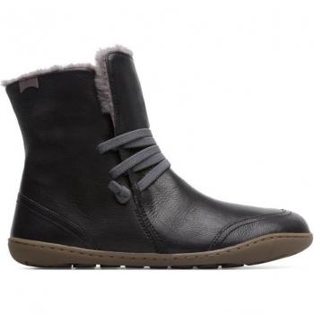 Camper Peu Cami Women's Ankle Boots - Authentic Leather, Fur Lined, Black