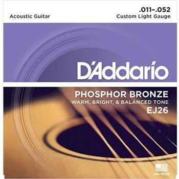 D'Addario EJ26 Phosphor Bronze Custom Light Acoustic Guitar Strings .011 - .052