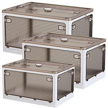 Set super de 3 cajas plegables de almacenamiento de ropa en plástico (28 + 40 + 55 L)