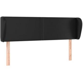 Cabecero de Cama Tapizado en Cuero Sintético Gris con Orejas 147x23x78/88 cm