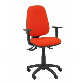 Silla de Oficina Piqueras y Crespo Modelo Sierra S Bali Color Naranja Oscuro con Brazos Regulables y Base de Poliamida Negra