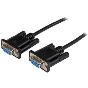 Cable Nulo de Módem Serie RS232 DB9 de 2m - Hembra a Hembra - Color Negro