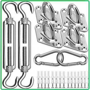 kit Montaje Toldo Vela M6 Kit de Montaje Para Toldo Kit de Fijación para Toldo Para Triángulo y Rectángulo, Acero Inoxidable Kit de Fijación para Toldo, 40 Piezas Fácil Montaje Kit para Vela de Sombra