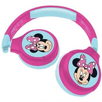 Auriculares Plegables 2 en 1 Bluetooth y Con Cable Disney Minnie Mouse, con Limitación de Sonido, Ajustables y Estéreo