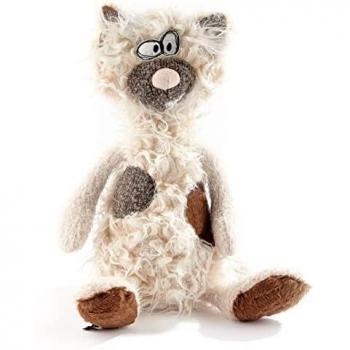 Sigikid BeastsTown Plush Toy - Kiez Miez Cat, 36 cm, Soft Wool White/Grey/Brown