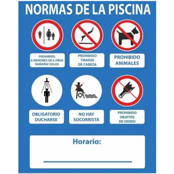 Cartel normas piscina PVC 0,4mm 500x400 mm Normaluz