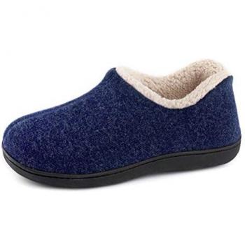 ULTRAIDEAS Zapatillas de casa de mujer con espuma de memoria y forro polar, con suela de goma antideslizante para interiores y exteriores,Azul Marino,40 EU
