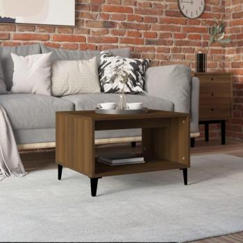Mesa de centro de madera multicapa marrón roble 60x50x40 cm