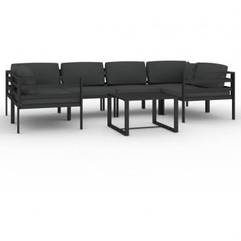 7-Piece Anthracite Aluminum Garden Lounge Set with Cushions