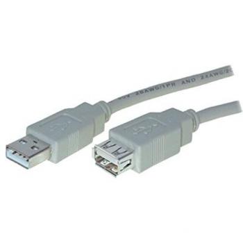 Cable USB 2.0 de 3 m, conector A macho a A hembra, color gris