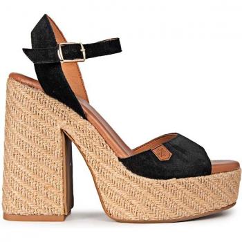 Sandalias de tacón de mujer Popa Monsul Serraje Negro