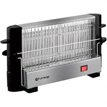 Grunkel - Tostador vertical para todo tipo de pan en acero inoxidable de 750W de potencia. Capacidad de hasta 4 rebanadas de pan de molde. Incluye 2 barras agarradoras de tacto frío. Modelo TSV-F2