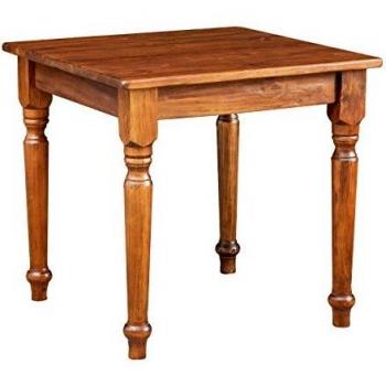 Mesa cuadrada fija de madera maciza de tilo acabado nogal 80x80 cm estilo Country Made in Italy