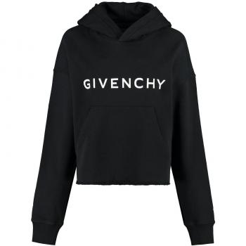 Givenchy Women's Black Logo Cropped Hoodie - Size Medium