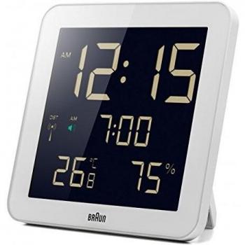 Braun BNC014WH-RC - Reloj despertador digital de pared con control por radio global, color blanco