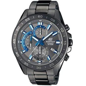 Casio EDIFICE Reloj en caja sólida, 10 BAR, Negro/Azul, para Hombre, con Correa de Acero inoxidable, EFV-550GY-8AVUEF