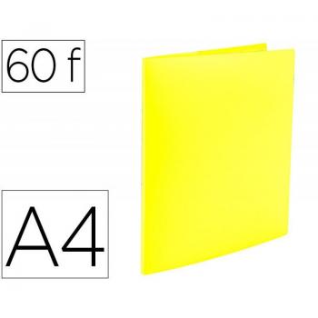 Carpeta Liderpapel Escaparate 60 Fundas Polipropileno Din A4 Amarillo Fluor Opaco