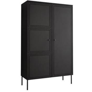 Estantería Charlotte T105, Cerrable con Puertas, Aglomerado Laminado y MDF, 166 x 100 x 39 cm, Negro