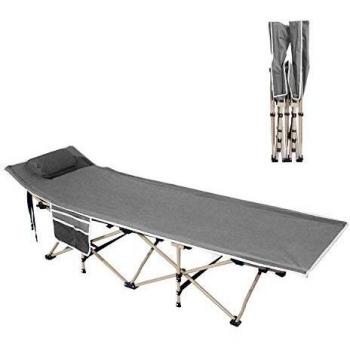 sogesfurniture Cama de Camping, Catre Plegable, Multiuso Cama de campaña con Bolsa de Transporte y Estructura de Robusto Acero, Soporta hasta 150 kg, 190 x 67x 34 cm, Gris, BHEU-CT-Y10-GY