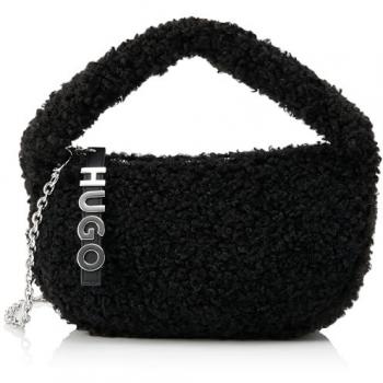 HUGO Becky Faux Fur Shoulder Bag - Women's Black 23 cm