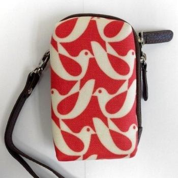Orla Kiely - Funda para Cámara Compacta Pájaros, color rojo y crema