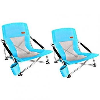 Nice C Low Beach Camping Folding Chair, Ultralight Backpacking Chair with Cup Holder & Carry Bag Compact & Heavy Duty Outdoor, Camping, BBQ, Beach, Travel, Picnic, Festival