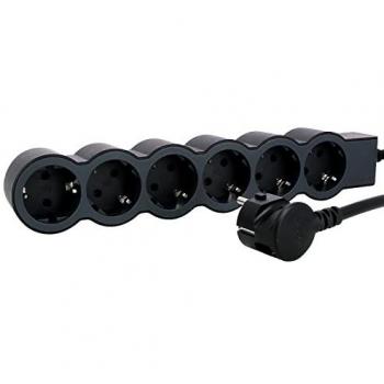 Regleta eléctrica Legrand 6 tomas schuko con cable de 1,5 m, color negro/gris oscuro