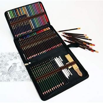 lapices colores profesionales,kit para dibujar a lapiz,72 dibujos a lapiz con color y herramientas de dibujo,Incluye lápices metálicos,acuarelables,carbón,lápices pastel y caja de lápiz