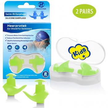 Hearprotek Natación Tapones para los oídos, 2 Pares Tapones de Silicona Reutilizables a Prueba de Agua para Nadadores duchas de baño y Otros Deportes acuáticos Tamaño para niños