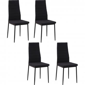 Set de 4 Sillas de Comedor Tapizadas en Lino y Patas de Metal