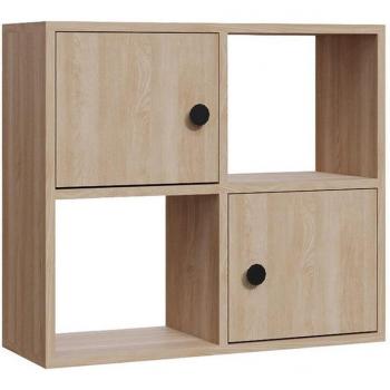 Librería Wellhome de Tablero Aglomerado Rechapado en Melamina - Color Roble, 100% tablero aglomerado rechapado en melamina