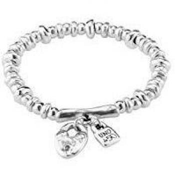 UNO de 50 - Valentine's Collection Elastic Bracelet with Silver-Plated Heart Lock