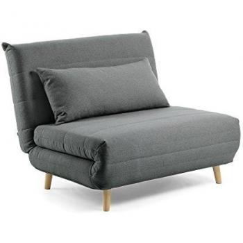 Kave Home - Sofá Cama Susan de 2 plazas Gris Oscuro tapizado con Patas de Madera Maciza de Pino y cojín