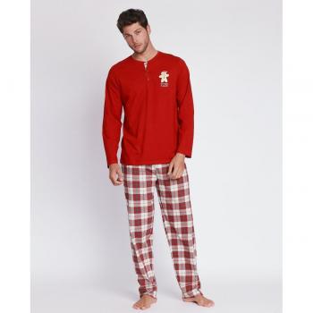 Pijama de Hombre Manga Larga Gingerbread Admas en Color Burdeos