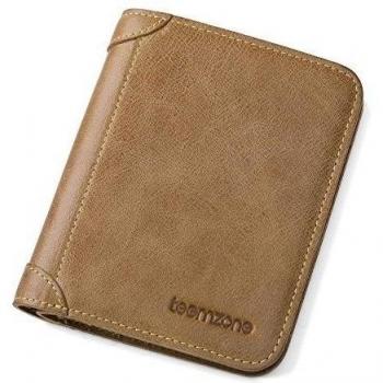 Teemzone Hombre Cartera Billetero Tarjetero Monedero de Piel Vacuno de Bolsillo