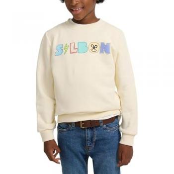 Sudadera Infantil Silbon con Logo Diseño Sketch Frontal en Color Crema