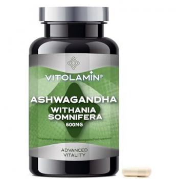 Cápsulas Vegetales de Ashwagandha VITOLAMIN® 120 - 600mg (Con 15mg de Withanolidos) | Relajación, Equilibrio Cuerpo y Mente, Descanso