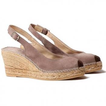Alpargatas de cuña para mujer Toni Pons CALPE en ante con hebilla, color taupe, talla 37 EU