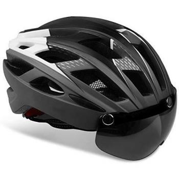 KINGLEAD Casco de Bicicleta con Luz de Seguridad y Visera de Protección, Casco de Ciclo Protegido Unisex Certificado CE para Andar en Bicicleta al Aire Libre Ajustable Superligero